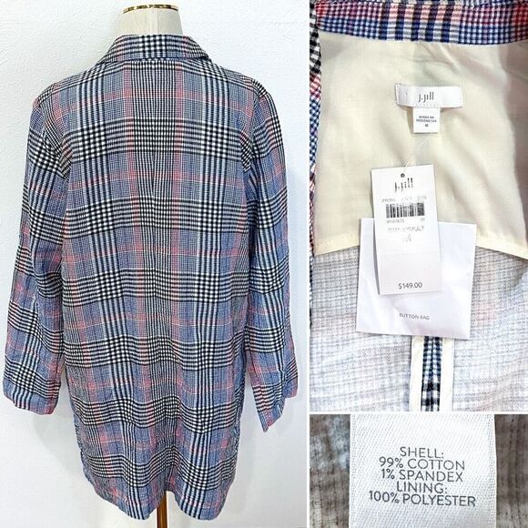 J. Jill Barleymult Plaid Oversized Textured Blazer Boyfriend M NWT - Picture 3 of 3